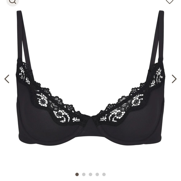 NWOT SKIMS Fits Everybody Lace Unlined Scoop Bra - Onyx - Picture 4 of 4